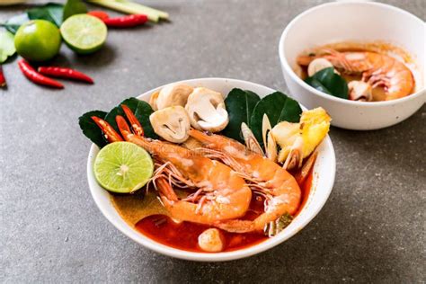 Tom Yum Goong Spicy Sour Soup Stock Image - Image of asian, thailand ...