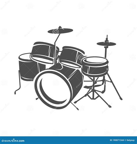 Realistic Drum Design Vector Silhouette Of Drum Stock Vector