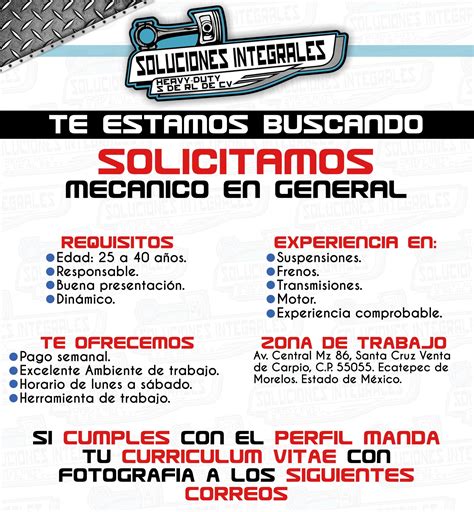 Vacante Mecanico Soluciones Ihd