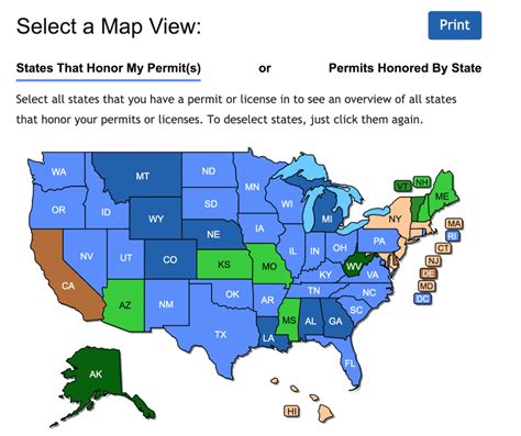 Texas Concealed Carry States Map - Printable Maps