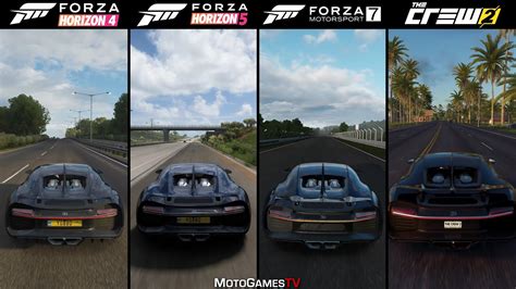 Forza Horizon 4 Vs Horizon 5 Vs Forza 7 Vs The Crew 2 Bugatti Chiron