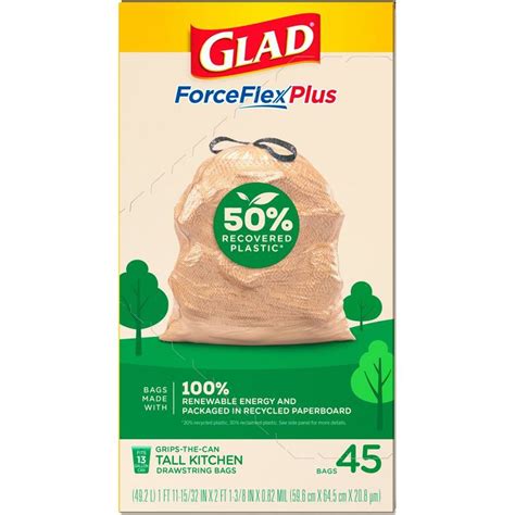 Glad Forceflex Maxstrength Recovered Plastic Trash Bag Gallon Ct