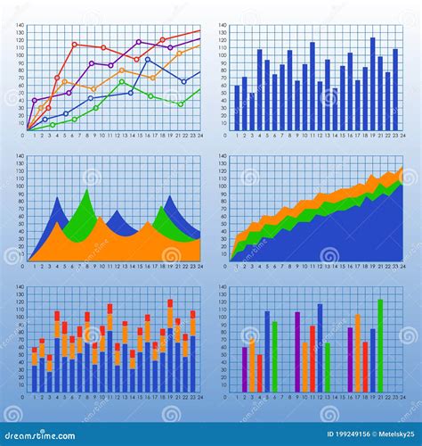 Graph And Chart Template Set Graphics For Statistic And Business Data