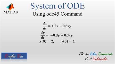 Solving System Of Ode Using Ode Numerical Methods In Matlab Youtube