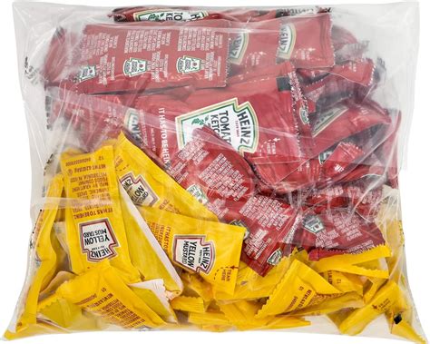 Heinz Condiment Packets Ketchup And Mustard 100 Total 50 Each Flavor Grocery