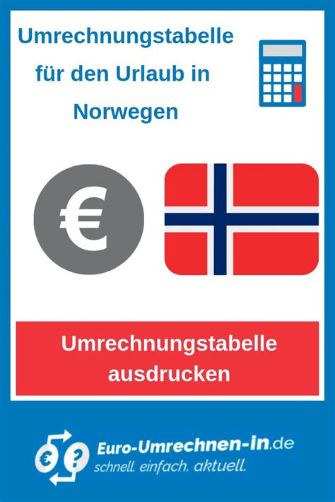 Umrechnungstabelle Norwegische Kronen In Euro Extra F R Den Urlaub