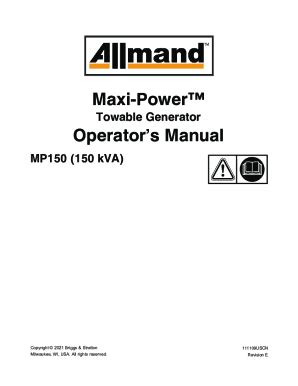 Fillable Online Outdoor Portable Generator Operator S Manual