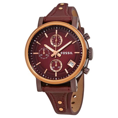 Fossil Original Boyfriend Burgundy Dial Ladies Chronograph Watch Es4114 Boyfriend Fossil