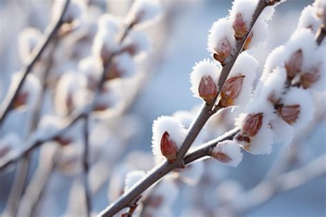 Premium Photo Pussy Willow Salix Discolor In The Spring At Snow Break