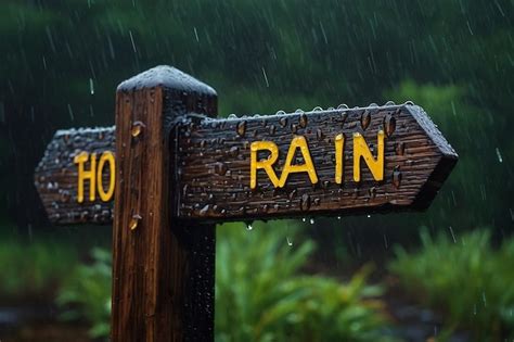 Señal de madera empapada de lluvia Foto Premium