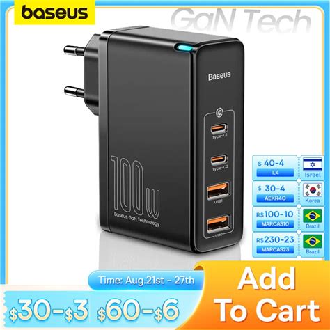 Baseus GaN Ladeger T 100W PD QC 4 0 3 0 USB Schnelle Ladeger T Typ