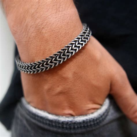 Mannen Armband Mannen Zilveren Armbanden Mannen Keten Etsy