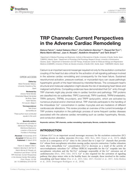 PDF TRP Channels Current Perspectives In The Adverse Cardiac Remodeling