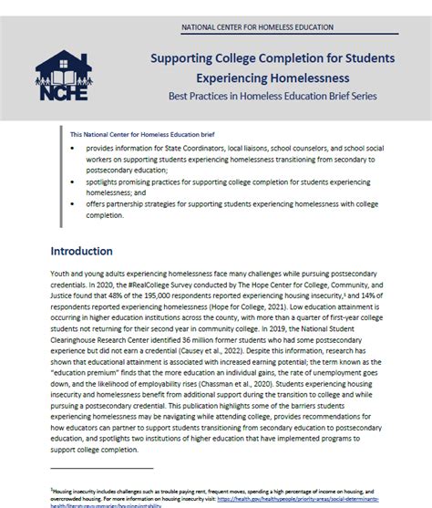 Supporting College Completion For Students Experiencing Homelessness