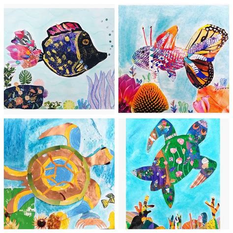 Love These Sea Life Botanical Collages By 5th Grade Collage