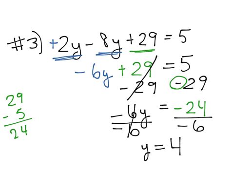 Solving 2y 8y 29 5 Math Algebra Solving Equations Showme