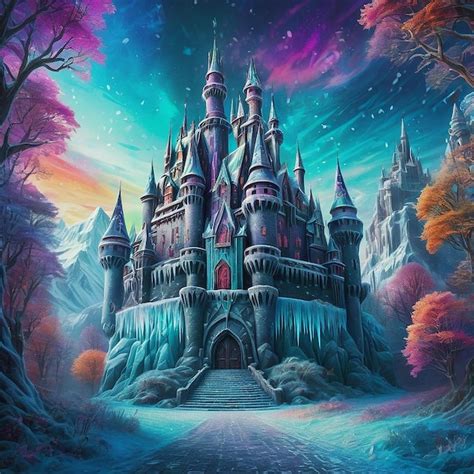 Premium Photo A Frozen Castle In Wonderful Fantasy World