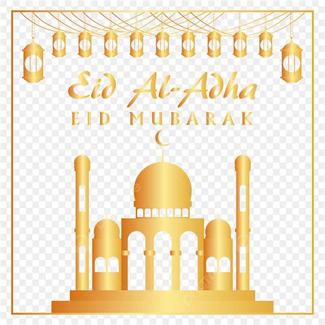 Diseño De Vector Degradado Dorado Eid Al Adha Con Mezquita PNG Eid