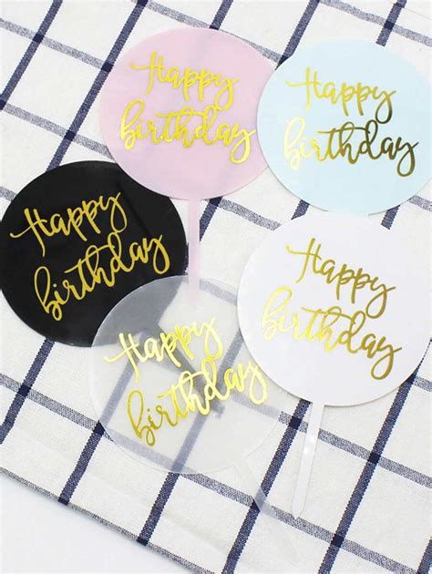 5pcs Birthday Slogan Graphic Cake Topper SHEIN USA