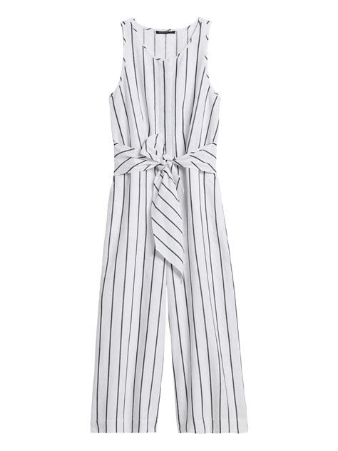 Linen Cotton Wide Leg Cropped Jumpsuit Banana Republic