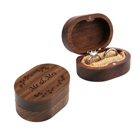 Wedding Ring Box Wood Ring Box For Proposal Rustic Mr And Mrs Carve