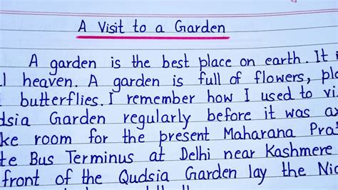 Essay On A Visit To A Garden In English Paragraph On A Visit To A