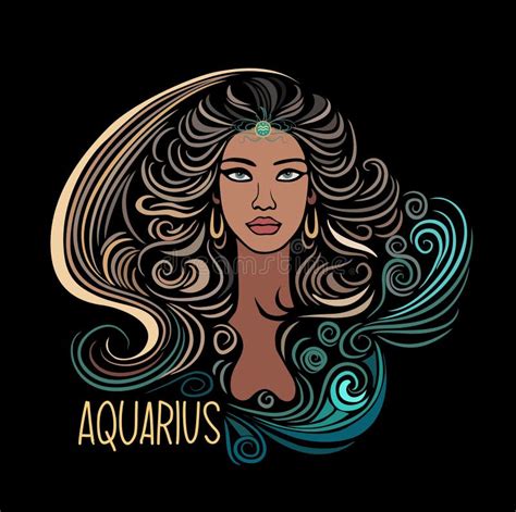 Aquarius Zodiac Sign Beautiful Girl Vector Art Stock Vector