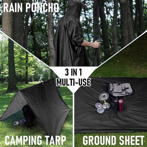 Saphirose Multifunctional Mens Womens Rain Poncho Waterproof Outdoor