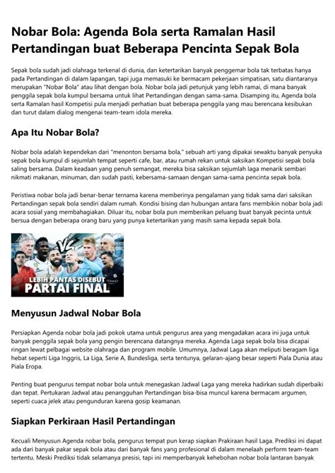 Ppt Nobar Bola Agenda Bola Serta Perkiraan Hasil Laga Untuk Banyak