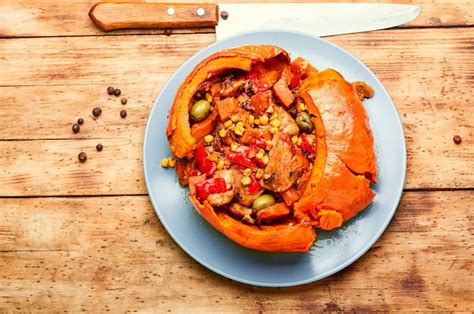 Calabaza Rellena De Carne Y Verduras Carne Al Horno De Calabaza Carne