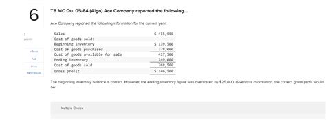 Solved Tb Mc Qu Algo Ace Company Reported The