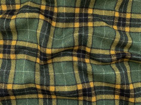 Max Mara Deadstock Wool Blend Melton Coating Green Yellow Plaid