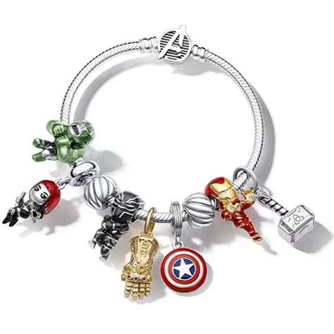 Disney Avengers Charm Kad Nlar Bilezik Marvel Kaptan Amerika Demir Adam