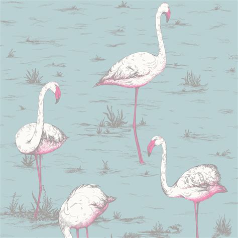 Papier Peint Animaux Flamingos Bleu Cole And Son