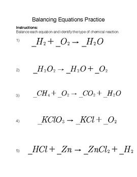 Practice Questions For Balancing Chemical Equations - Tessshebaylo