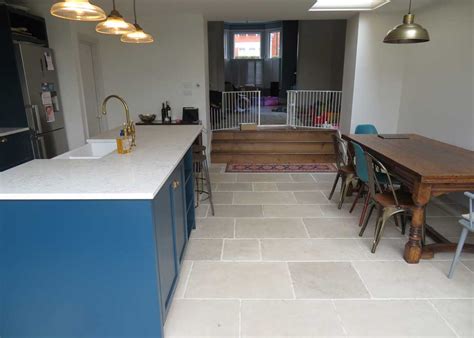 Limestone is proving more and more popular for a stone kitchen floor