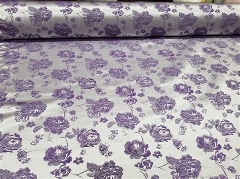 Elegant Purple Silver Floral Satin Jacquard Brocade 60 By The Yard Etsy