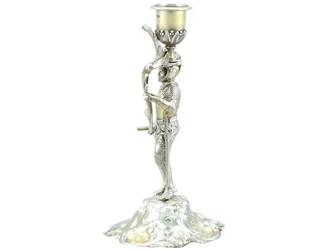 Victorian Sterling Silver Gilt Figural Candle Holder For Sale At 1stdibs