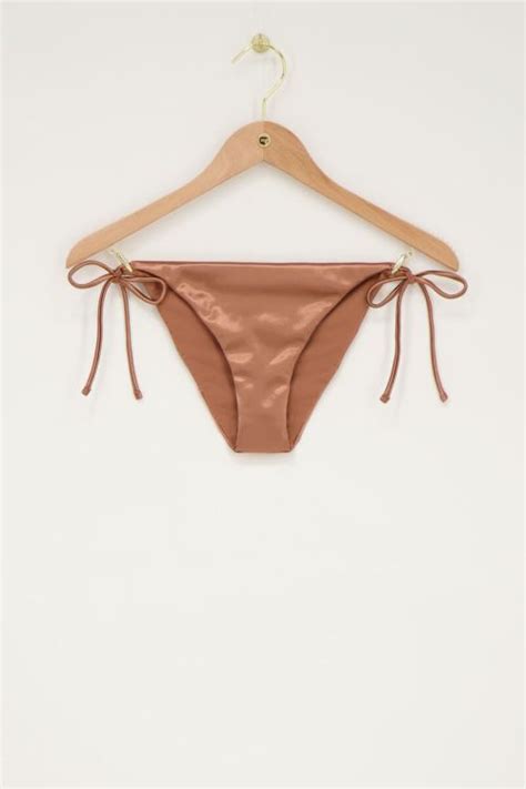 Bronze Bikini Bottoms With Ties In Satin Look My Jewellery
