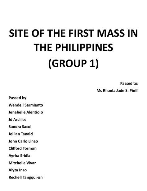 Site Of The First Mass In The Philippines Site Of The First Mass In