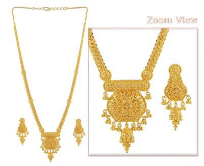 Kt Gold Patta Set Stbr K Gold Long Necklace And Earrings