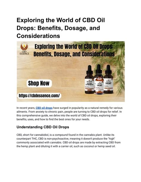 Ppt Exploring The World Of Cbd Oil Drops Benefits Dosage And Considerations Powerpoint