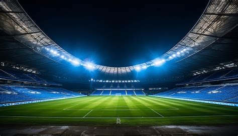 Premium AI Image Empty Soccer Stadium At Night With Mesmerizing White