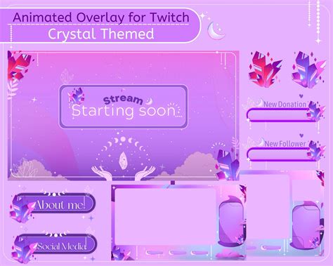 Be Right Back Pink Clouds Purple Crystals Twitch Overlays Paneling