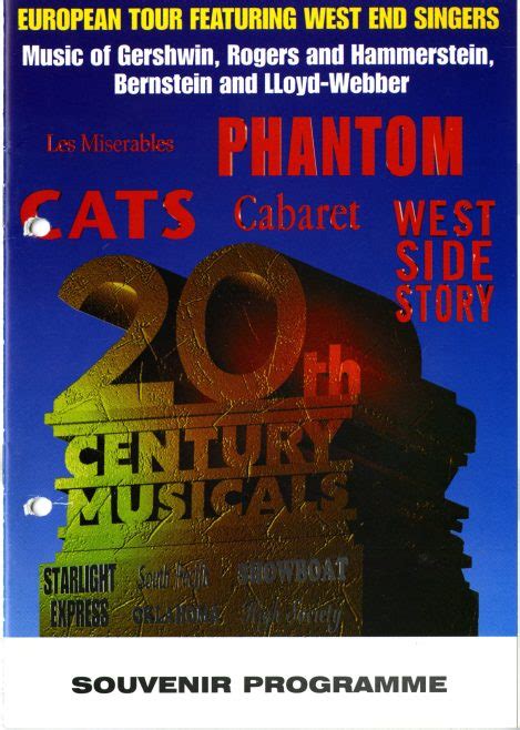 Programme For 20th Century Musicals March 1997 The Gordon Craig