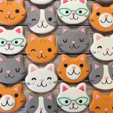 Kitty Cat Cookies Cookie Decorating Cat Birthday Animal Cookies