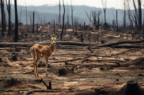 Animal sauvage dans une zone déboisée sur les habitats fauniques Animal