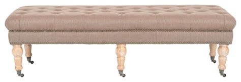 Ryan Tufted Bench Brass Nailheads Brown Modern Accent And Storage