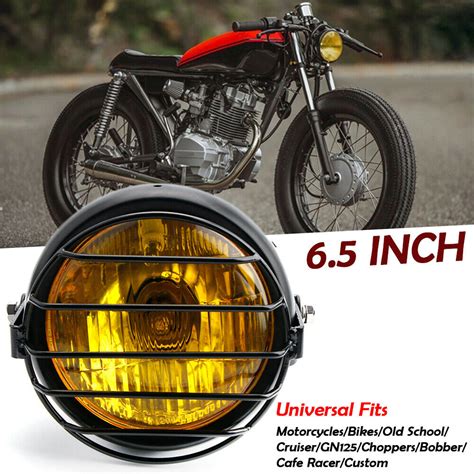 6 5 Retro Amber Vintage Motorcycle Side Mount Headlight Grill Cover