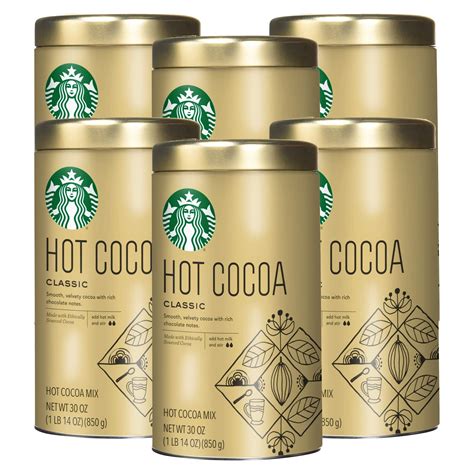 Starbucks Classic Hot Cocoa Mix 30 Ounce Tin Pack Of 6 8 0 Fluid